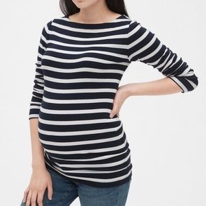NWT Gap Maternity Navy Striped Modern Boatneck LS